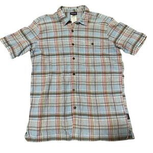 Patagonia 52921 A/C Shirt  Plaid Organic Cotton Short Sleeve Men's Sz Large